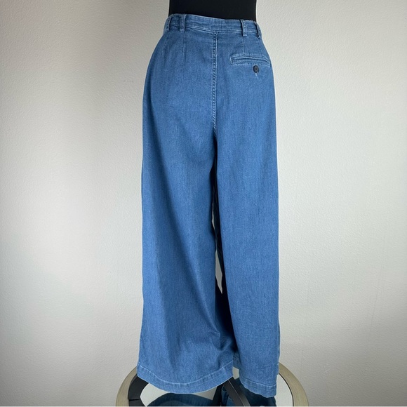 Gap x Doen Denim High Rise Trousers Womens Size 4 Blue Pleated Wide Leg Jeans - Picture 8 of 16